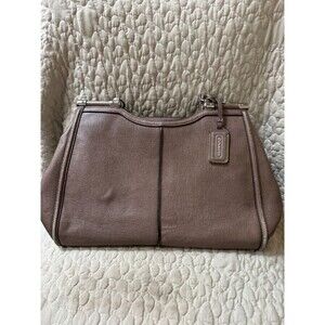 Coach Madison Caroline Textured Parchment Tan Leather LG Satchel Handbag